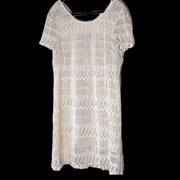 Impulse Cream Lace Scoop Neck Low Back Dress Size L - Picture 1 of 9